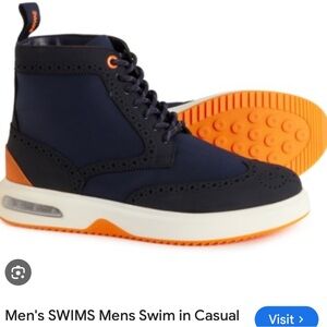 New Swims Men's Navy and Orange High-Top Sneaker Boot